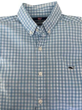 Vineyard Vines Men's Light Blue Checkered Shirt Size XS